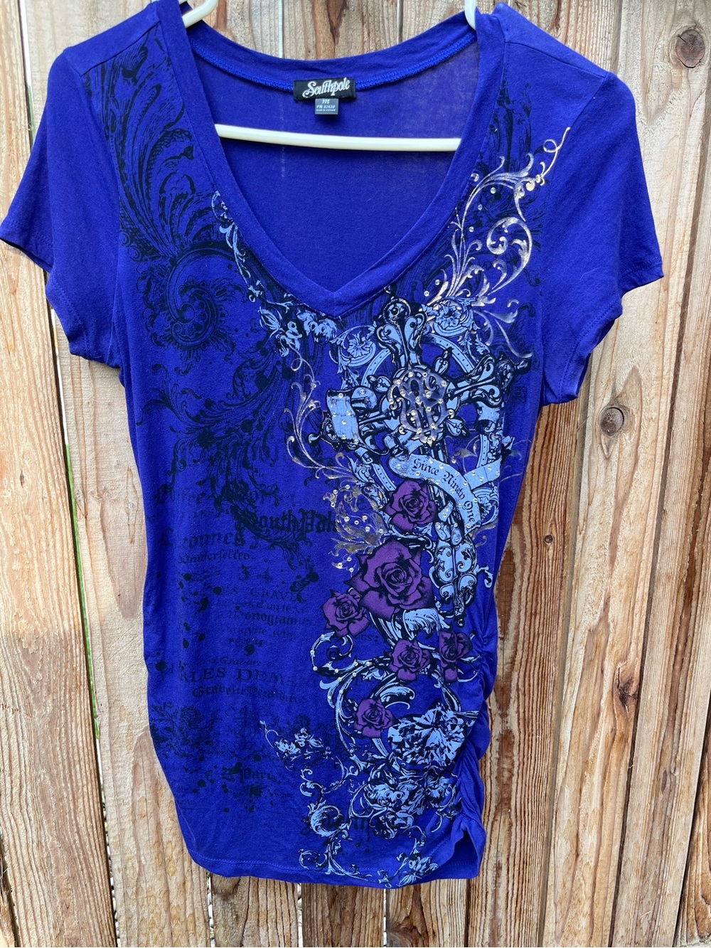 VTG SouthPole Y2K M studded bling purple cyber grunge retro skater glam
